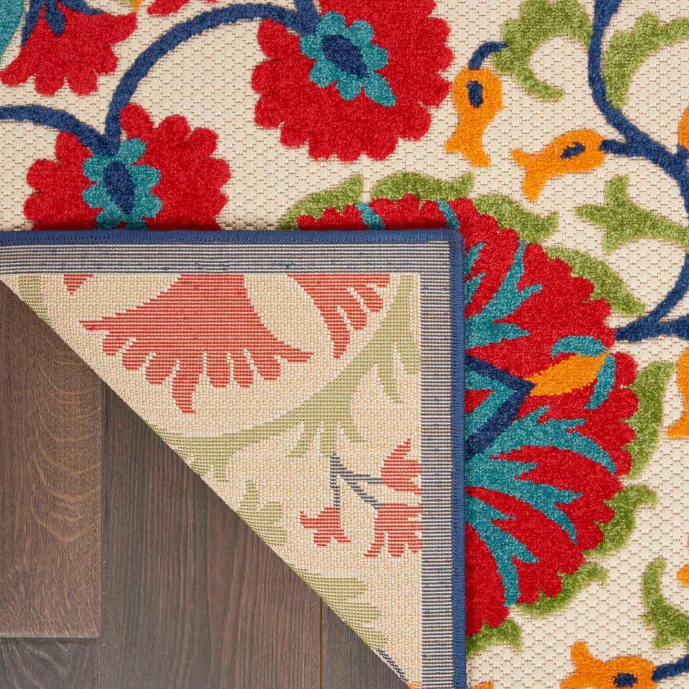 Nourison Aloha Multicolor Floral Synthetic Outdoor Rug