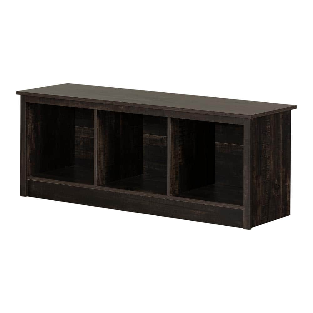 Contemporary Rubbed Black Mudroom Bench with Open Storage