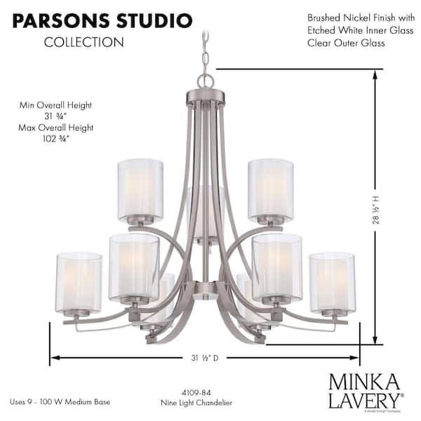 Minka Lavery Parsons Studio 9-Light Brushed Nickel Modern