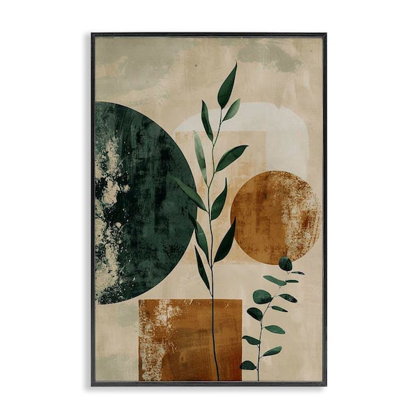 Stupell Industries Rustic Sprigs & Shapes by LSR Design Studio Black Framed Nature Giclee Art Print 24 in. x 16 in.