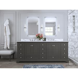 Audrey 84 in. W x 22 in. D x 34.3 in. H Double Sinks Bath Vanity in Sapphire Gray with Calacatta Quartz Top