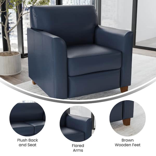 Hercules Diplomat Series Navy Faux Leather Soft Chair with Clean Line Stitched Frame