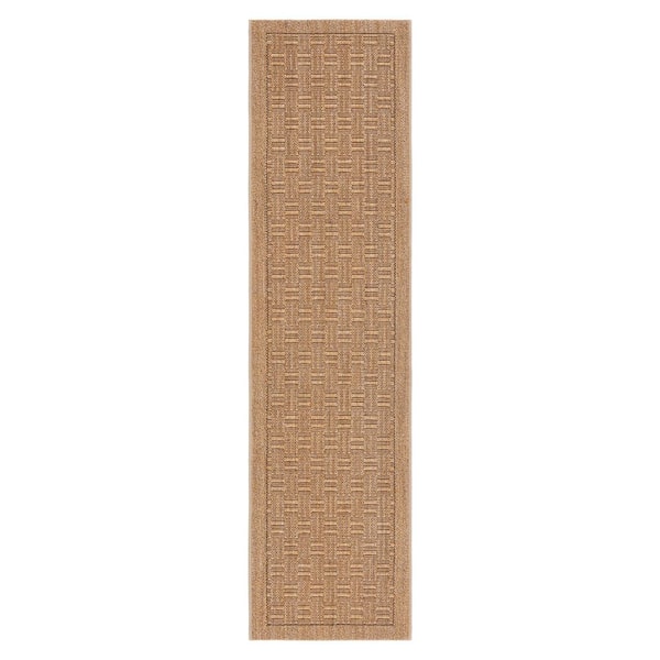 Palm Beach 2 ft. x 12 ft. Natural Geometric Runner Rug
