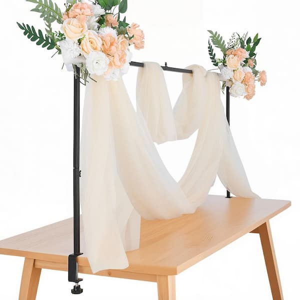 2 Packs Over The Table Rod Stand with Clamps, 13-42 in. Tall & 28-98 in. Adjustable, for Wedding Decorations, Black