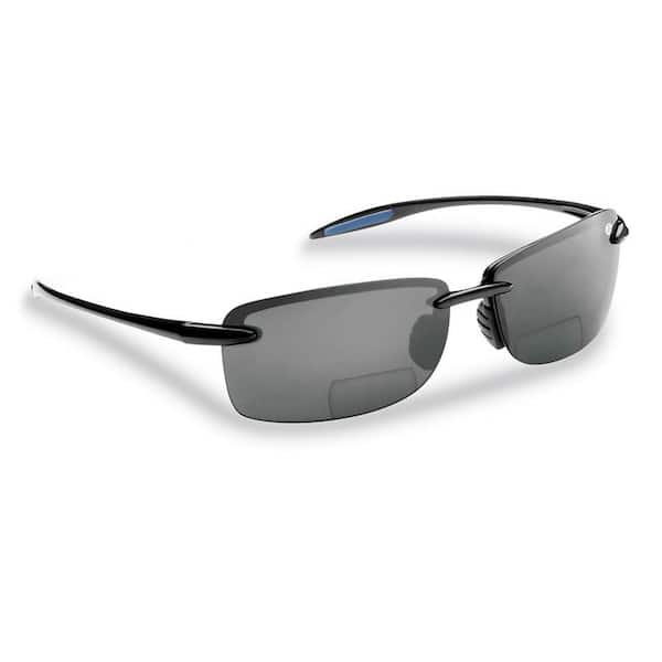 Flying Fisherman Cali Polarized Sunglasses Black Frame with Smoke Lens Bifocal Reader 200