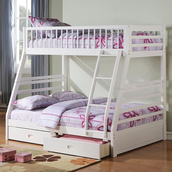 Jason White Twin over Full Bunk Bed with 2-Drawer