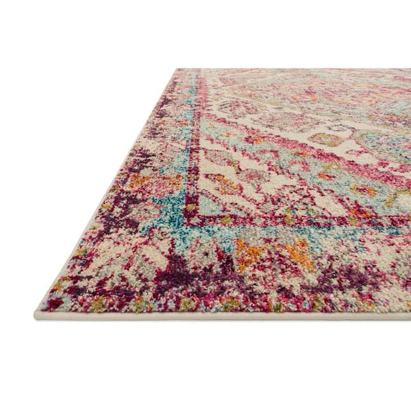 Nadia Aqua/Pink 10 ft. x 14 ft. Transitional 100% Polypropylene Area Rug