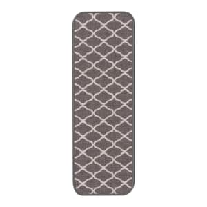Trellis Gray 26 in. x 8.5 in. Non-Slip Rubber Back Stair Tread Cover (Set of 15)
