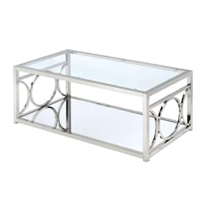 Innedia 47.25 in. Chrome Rectangle Glass Coffee Table