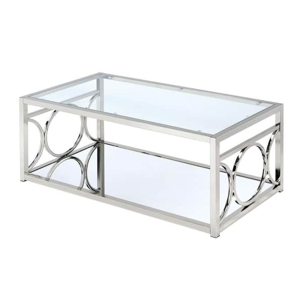 Furniture of America Innedia 47.25 in. Chrome Rectangle Glass Coffee Table