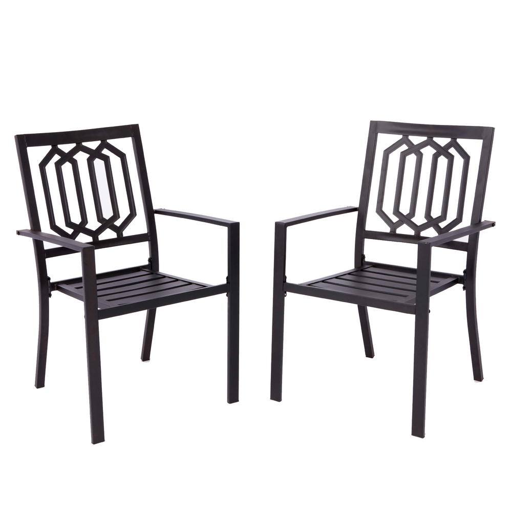 Wildaven 2Piece Steel Outdoor Patio Dining Arm Chairs for Garden, Backyard, Kitchen, Balcony
