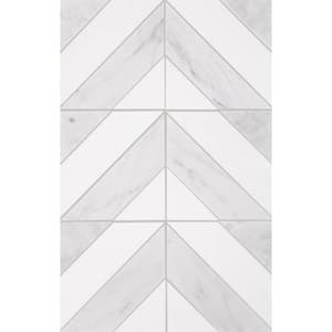 Xpress Mosaix Perfect-Fit Saran White and Thassos White 12 in. x 18 in. Marble Honed Mosaic Tile (438 sq. ft./Pallet)