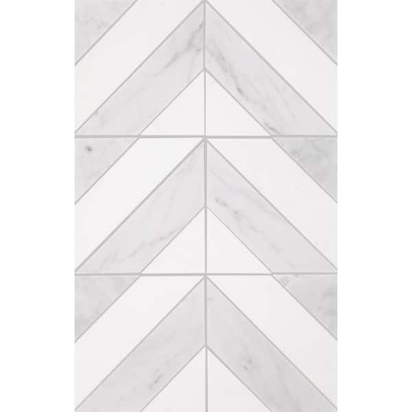 Daltile Xpress Mosaix Perfect-Fit Saran White and Thassos White 12 in. x 18 in. Marble Honed Mosaic Tile (438 sq. ft./Pallet)