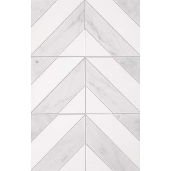 Fabrique White Chevron Glass Mosaic Tile  Online Tile Store with Free  Shipping on Qualifying Orders