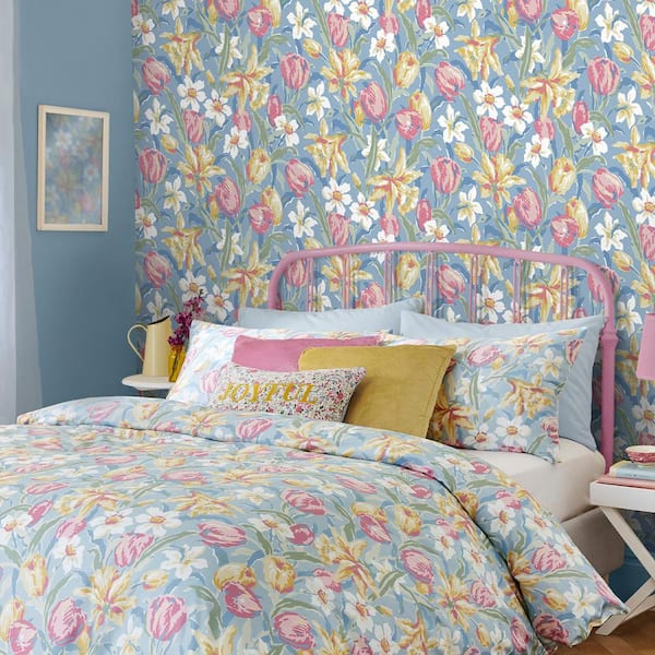 Laura Ashley Tulips China Blue Wallpaper