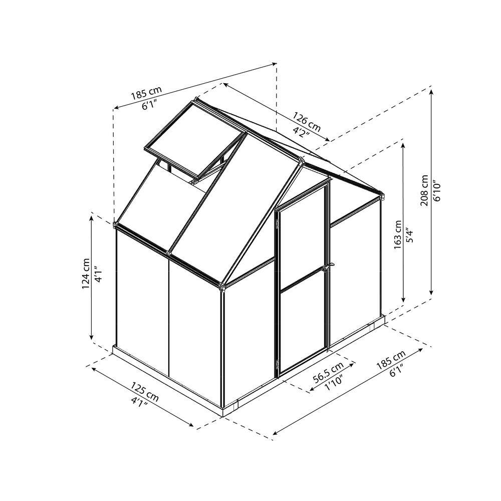 Mythos 6' x 4' Gray Polycarbonate and Aluminum Greenhouse