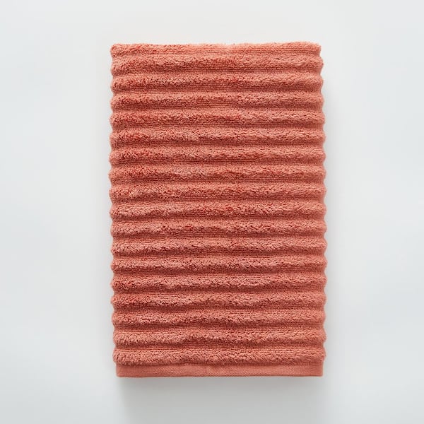 Ashlen Terracotta And White Stripe Terry Hand Towel