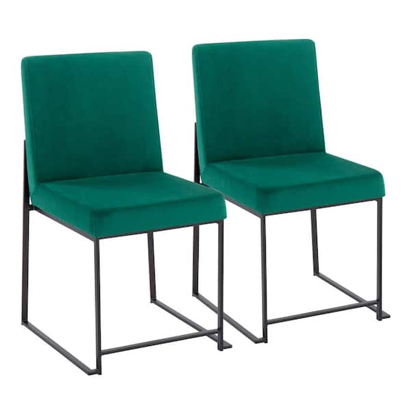 Lumisource Fuji Green Velvet and Black Steel High Back Dining Side Chair (Set of 2)