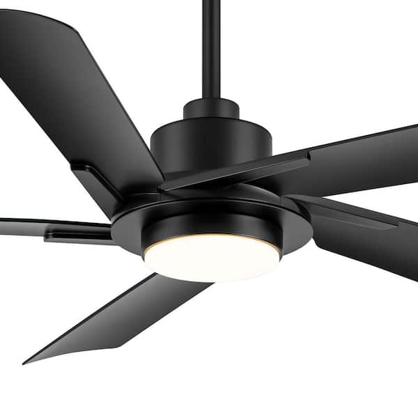 Arthur 60 in. Integrated LED Black Ceiling Fan with Light, Downrod, Black Propeller Blade and Remote Control Included