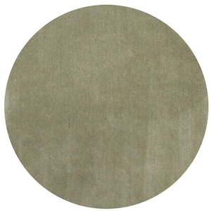 Bernadette Sage Green 8 ft. Round Abstract Wool Area Rug