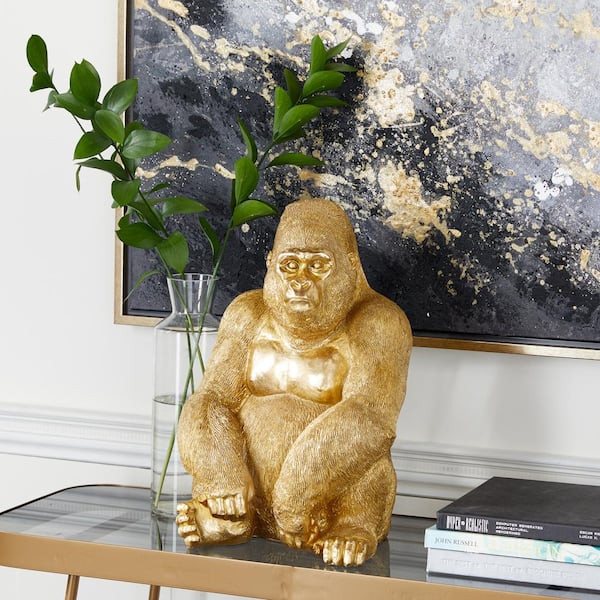 A&B Home Gorilla Sculpture - Animal Statue Gold Decor Tabletop Home Decor,  Living Room Console Office Accent Piece, 7 x 5 x 8