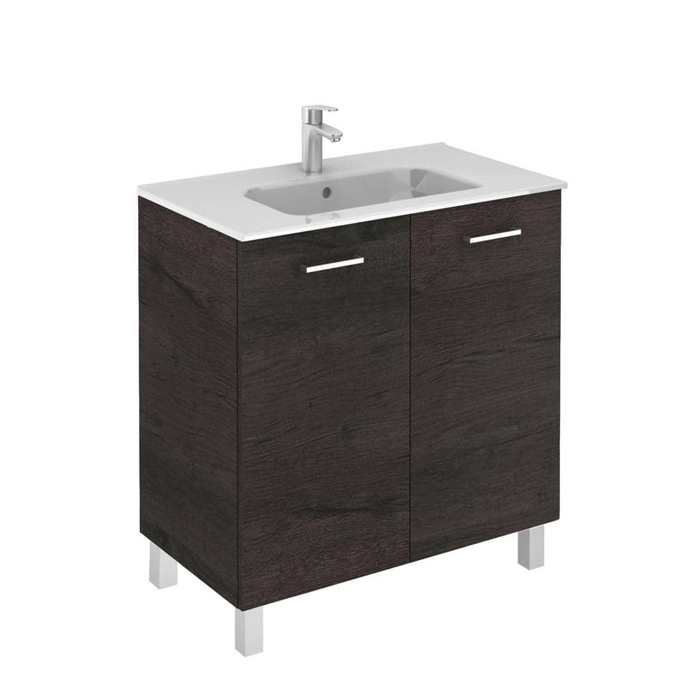 WS Bath Collections Logic 31.5 in. W x 18.0 in. D x 33.0 in. H Bath Vanity in Wenge with Vanity Top and Ceramic White Basin -  Logic 80 WE