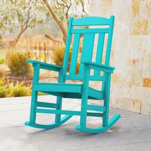 Orlando Aruba Blue Poly Plastic All Weather Resistant Outdoor Indoor Proch Rocker Patio Outdoor Rocking Chair