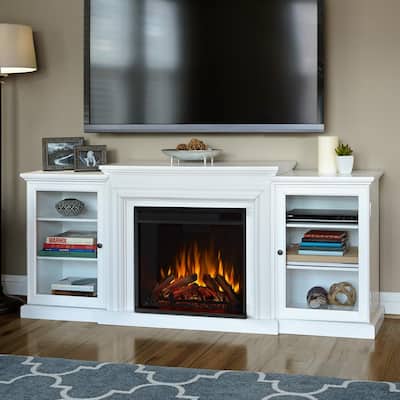 Frederick 72 in. Freestanding Electric Fireplace TV Stand Entertainment Center in White
