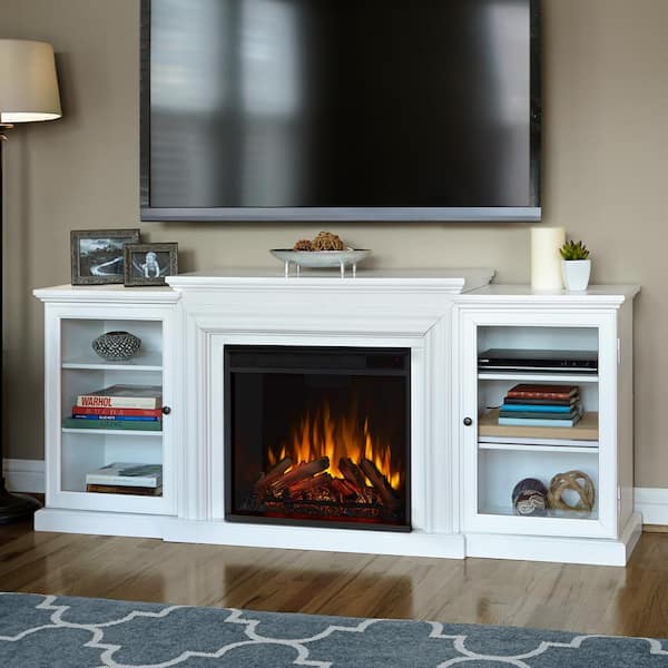 Long tv online stand with fireplace