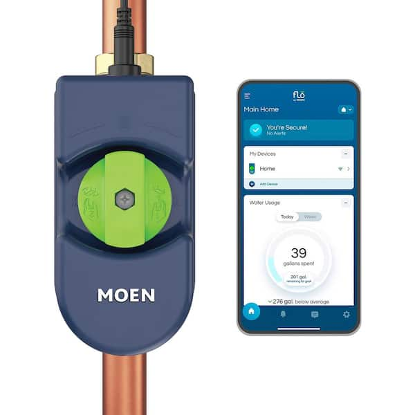 MOEN Flo 0 75 In Smart Water Leak Detector With Automatic Water Shut   Blue Moen Shut Off Valves 900 001 64 600 