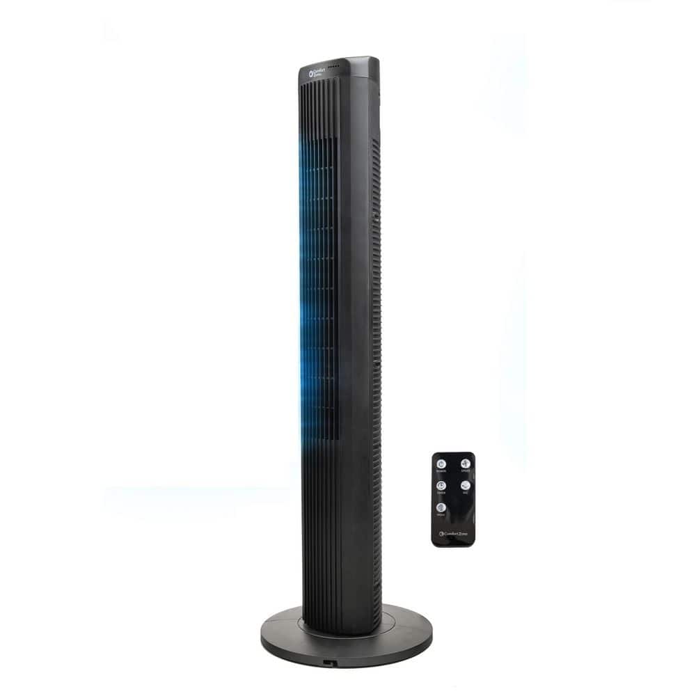 40 in. 3 Speed Tower Fan with Oscillation, Timer Function, and Remote Control in Black price history on PriceWatchPro