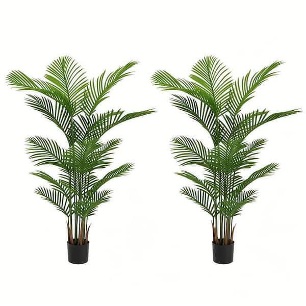 5.2 ft. Artificial Areca Palm Tree in Pot for Indoor or Outdoor, 2 Pieces/Set