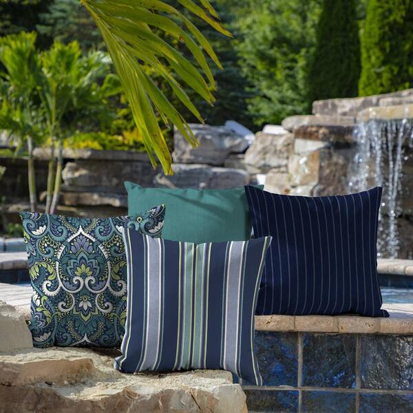 Set Of 2 Marble Blue Square Throw Pillow Covers – Double-Sided Print 16x16 Inch Cushion Covers