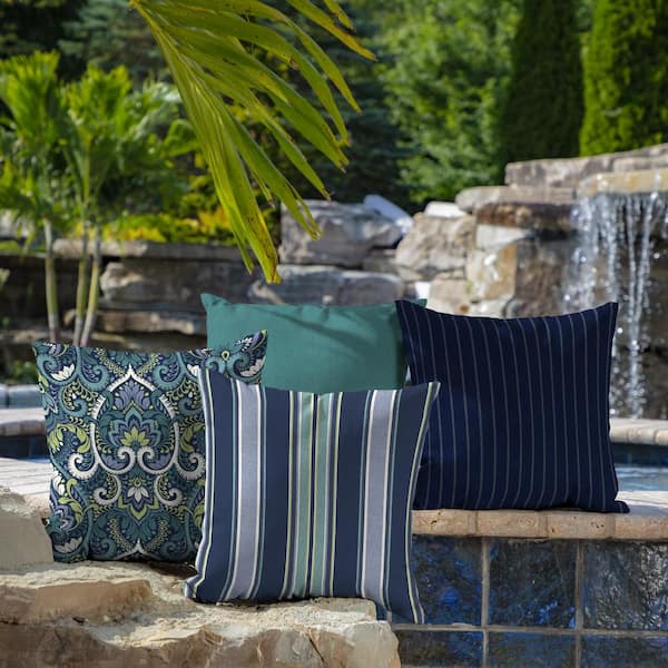 Pack Of 2 Outdoor Pillow With Inserts, 18 X 18 Blue Strip — Brother's  Outlet