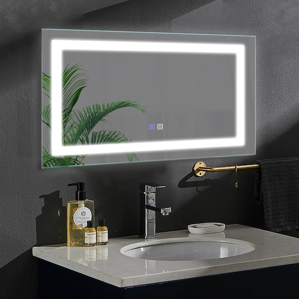 Unbranded 40 in. W x 24 in. H Large Rectangular Frameless Anti-Fog Wall-Mounted Bathroom Vanity Mirror in Silver