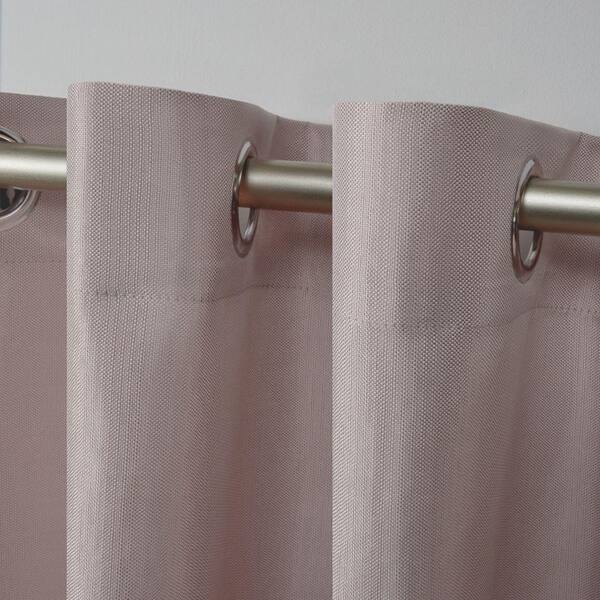 Biscayne Blush Solid Light Filtering Grommet Top Indoor/Outdoor Curtain, 54 in. W x 84 in. L (Set of 2)