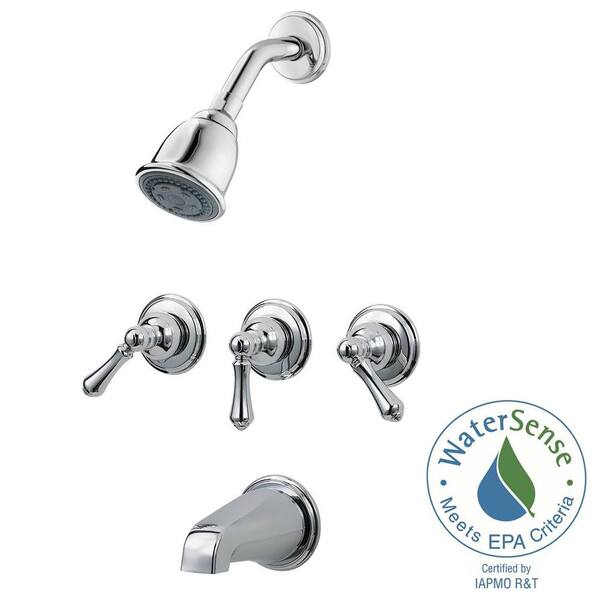 Pfister 3-Handle Tub and Shower Faucet Trim Kit in Polished Chrome (Valve No Included)