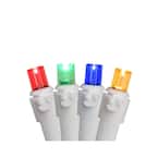 Set of 100 Multi Colored Wide Angle LED Lights - White Wire