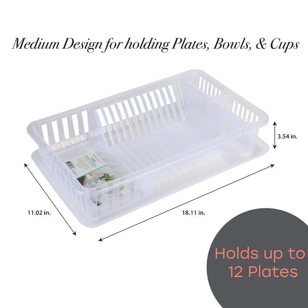 Clear Plastic Dish Rack with Utensil Cup