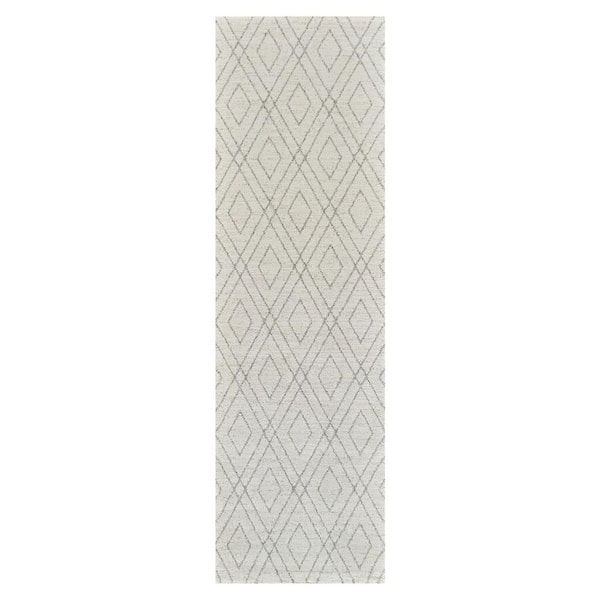 2 ft. x 8 ft. Beige Abstract Washable Area Rug
