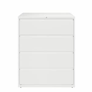 42 in. W 4-Drawer White Metal Lateral File Cabinet for Home and Office, Holds Letter, Legal and A4 Hanging Folders