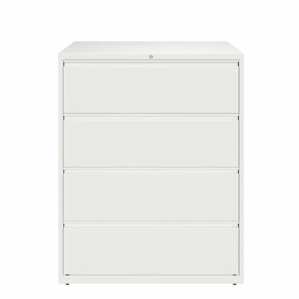 Hirsh 42 in. W 4-Drawer White Metal Lateral File Cabinet for Home and Office, Holds Letter, Legal and A4 Hanging Folders