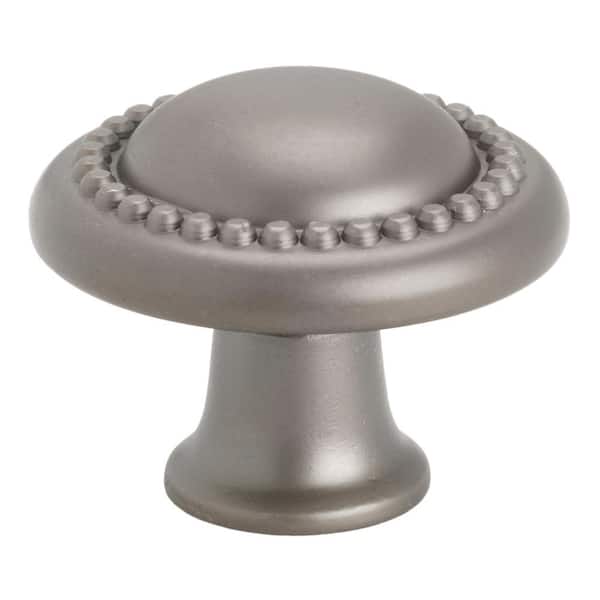 GLIDERITE 1-1/4 in. Graphite Finish Round Beaded Cabinet Knob (10-Pack)