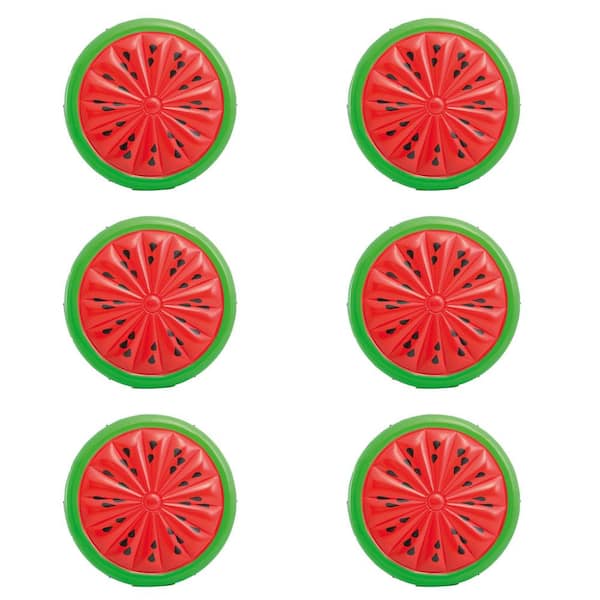 Intex 72 in. Giant Inflatable Watermelon Island Summer Pool Float Raft (6-Pack), Number of People: 2