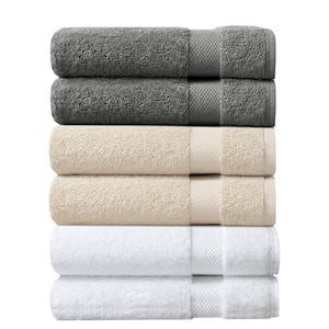 White Solid 100% Organic Cotton Luxuriously Plush, 650 GSM Bath Towels 30 in. x 58 in. (Set of 6)