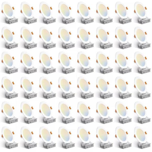 48-Pack 6 in. 12-Watt Dimmable Ultra-Thin LED Recessed Downlight with Junction Box, 2700K to 6500K Selecttable1050Lumens