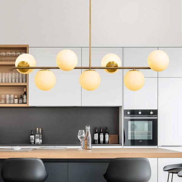 Briignite 7-Light Gold Metal Pendant Chandelie Perfect for Briignite 7-Light Gold Metal Pendant Chandelie Perfect for