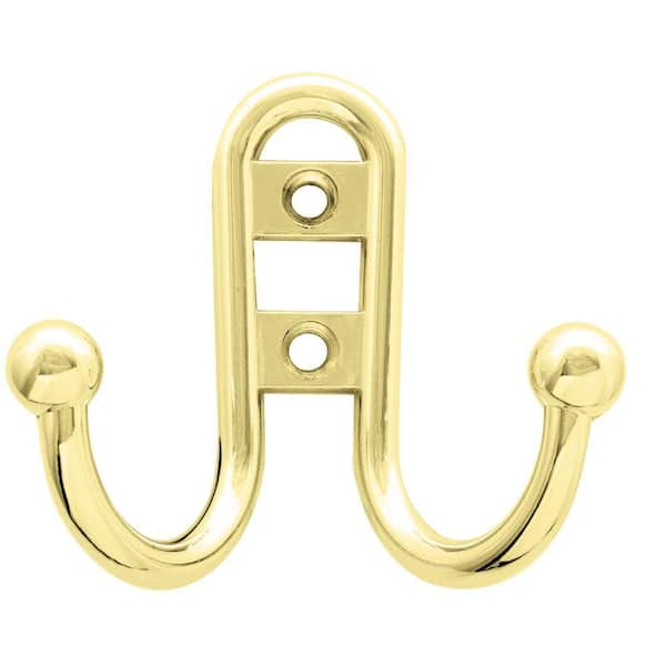 Liberty 2-7/10 in. Polished Brass Ball End Double Wall Hook