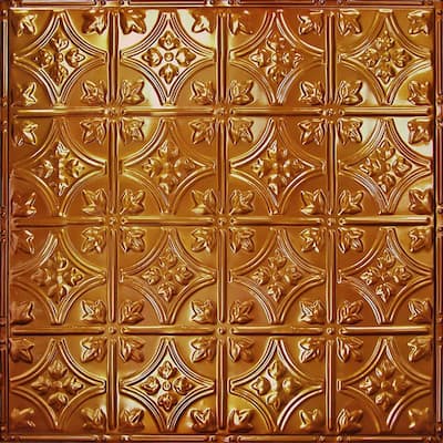 Pattern #3 24 in. x 24 in. Rustic Copper Translucent Tin Wall Tile Backsplash Kit (5 pack)