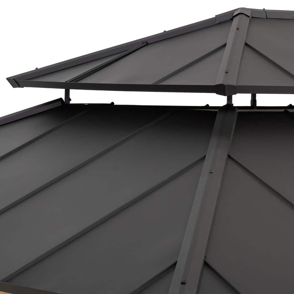 Sunjoy 12x16 ft Cedar Wood Gazebo with Steel Roof